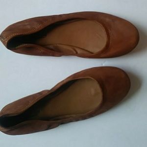 Lucky Brand medium-brown leather ballet flats-sz 8 1/2M